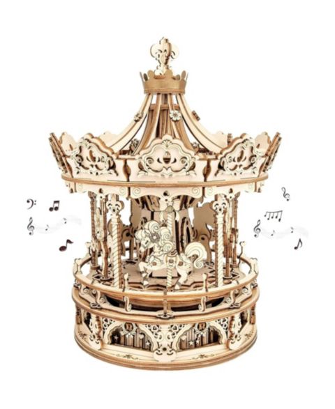 Детские конструкторы Robotime Carousel Music Box 336-Piece 3D Puzzle, Ages 14+