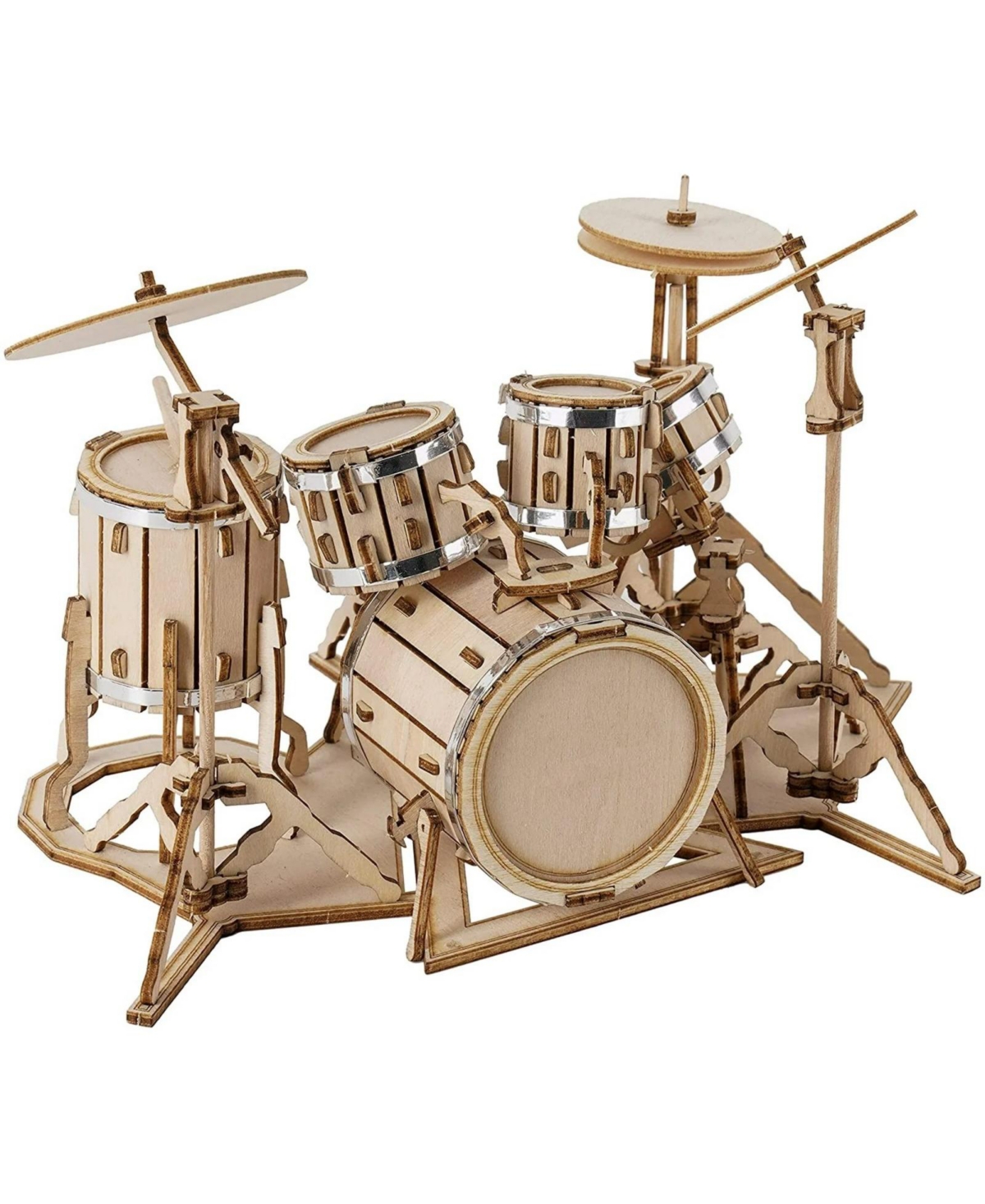 Robotime 3D Jigsaw Puzzle Wooden Diy Model Drum Craft Adorable Home Decoration for Teens, 7.5"5.3"4.3"