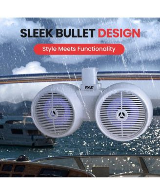 8'' Dual Marine Wakeboard Speaker System with LED Lights, Water Resistant, White