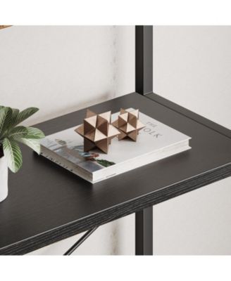 Bookshelf 5 Tier Bookcase Arched Display Racks Tall Standing Bookshelves Metal Frame Open Storage Rack Shelf Large Black Book Shelf for Bedroom, Living Room, Home Office