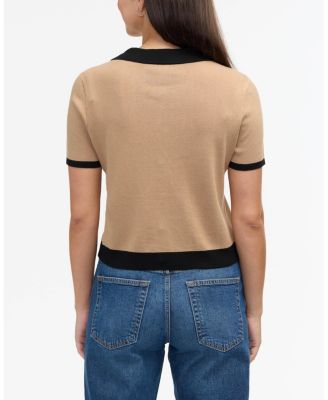 Women's Polo Sweater with Contrast Tipping