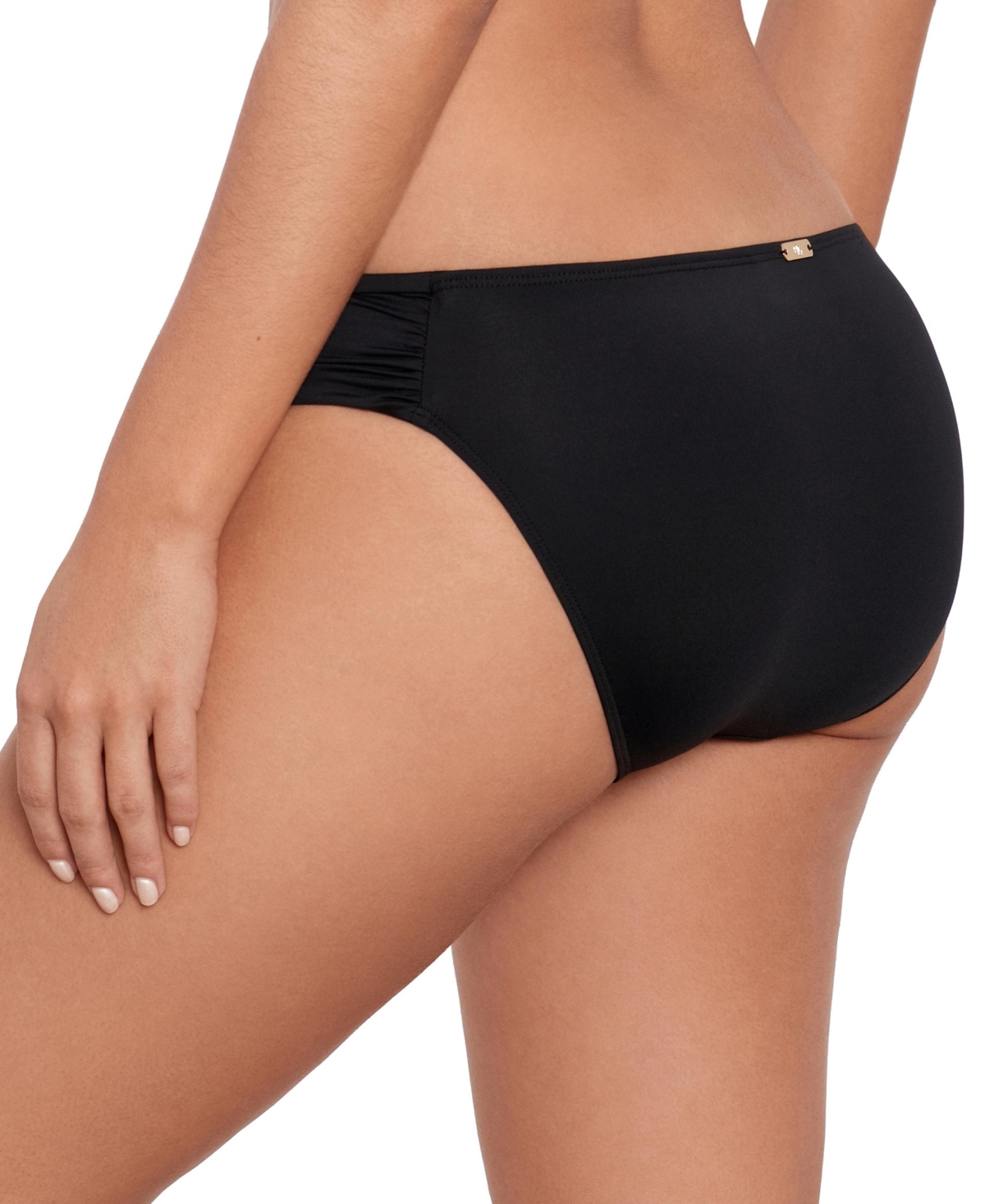 Shop Ralph Lauren Women's Shirred Side Tab Hipster Swim Bottom In Black
