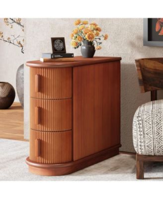 Wood 3-Drawer End Table with Finished Back, No Assembly Required