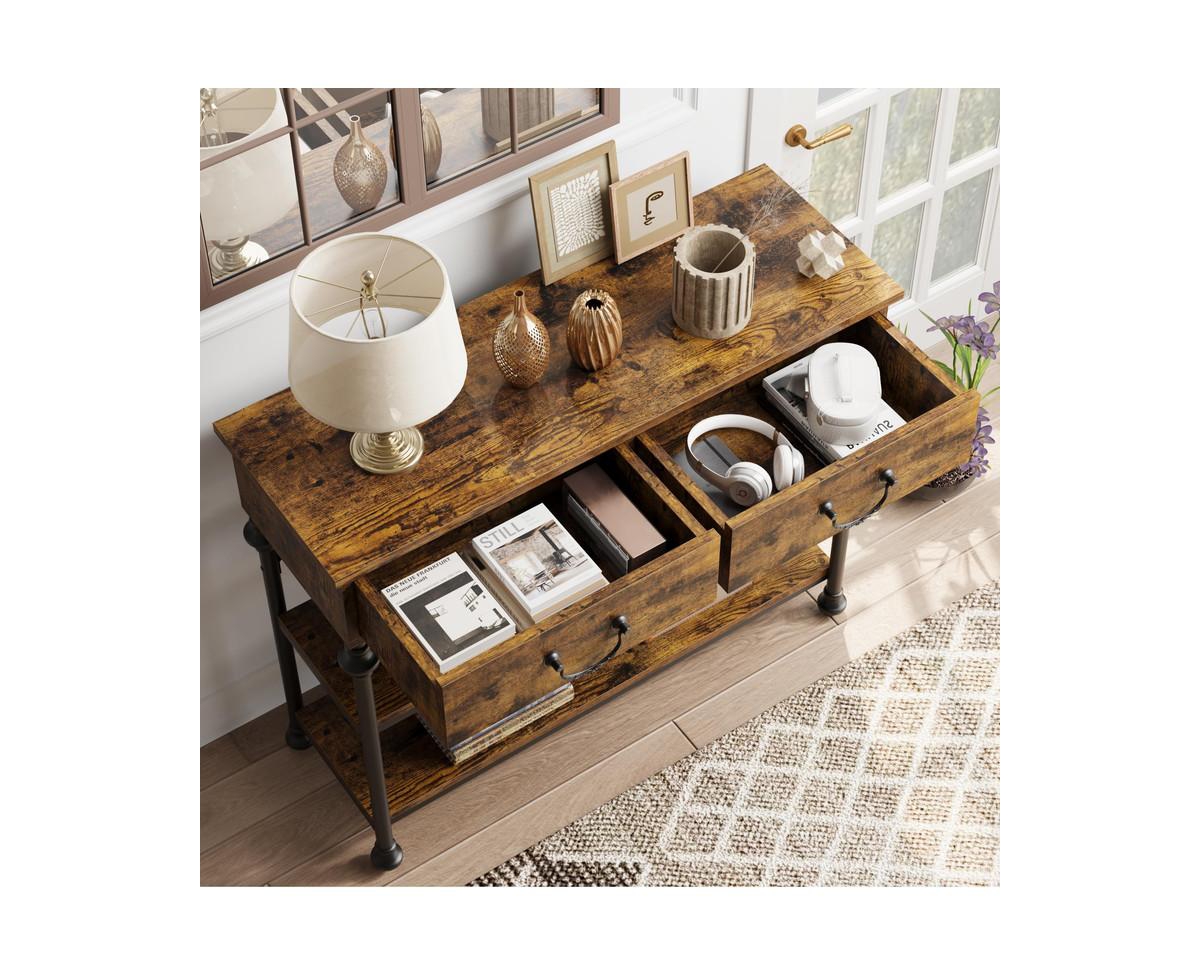 gaomon Console Tables for Entryway, Small Entryway Table with 2 Drawers, Narrow Console Table with Storage Shelves for Living Room, Hallway Table