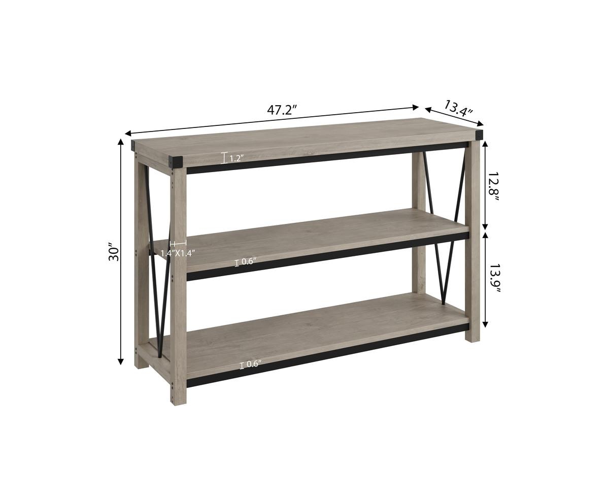 Farmhouse Entryway Table,47 Inch Narrow Long Console Table with Storage, 3 Tier Wood Console Table for Living Room