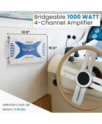 4-Channel Marine Bluetooth Amplifier - 1000 Watt Bridgeable