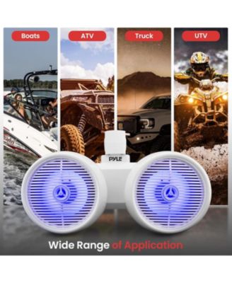 8'' Marine Bluetooth Wakeboard Speaker System with LED Lights, 300W, White
