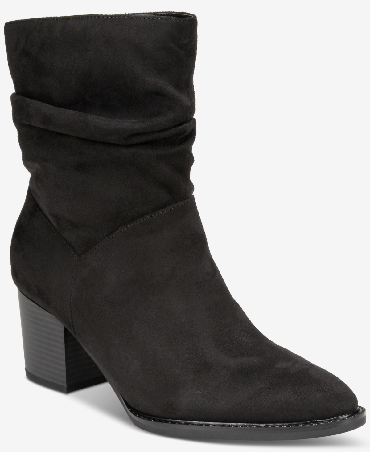Style & Co Women's Genoviaa Scrunch Booties, Created For Macy's In Black Microsuede