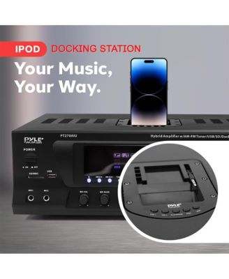 300W Stereo Receiver with Built-in iPod Docking Station - AM/FM Tuner, USB Flash & SD Card Readers, Subwoofer Control