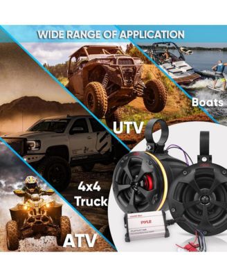 4” Waterproof Off-Road Speakers with RGB Lights & 4-Channel Amplifier, 800W (2 Pairs)