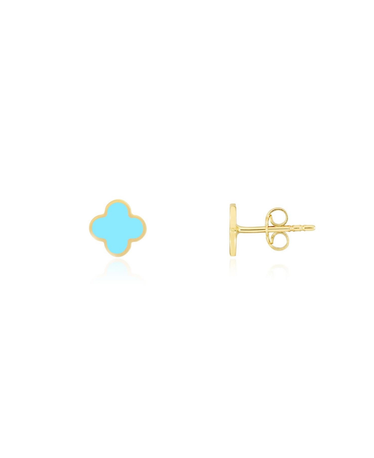 Mini Turquoise Clover Stud Earrings 14K Gold - Turquoise