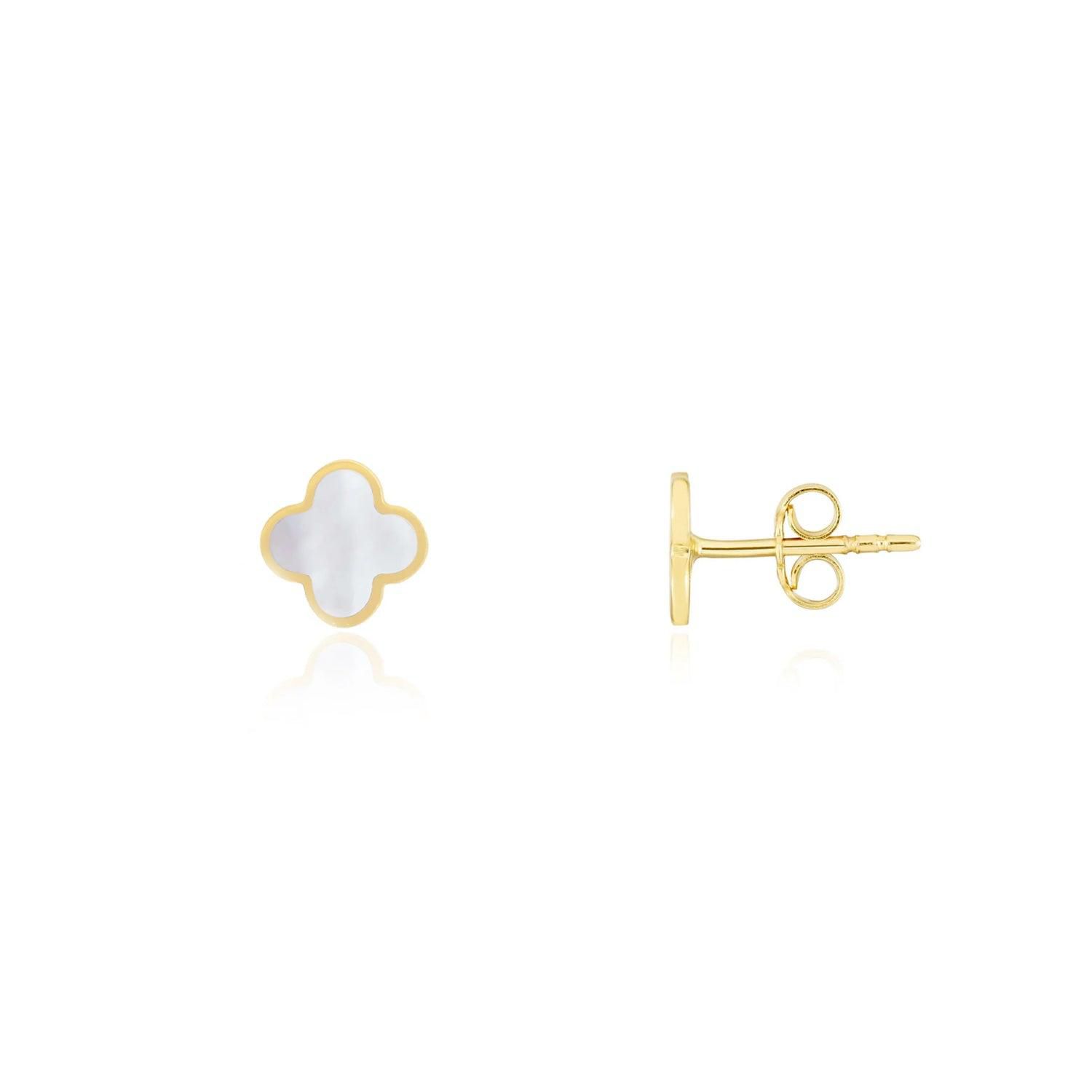 Mini Mother of Pearl Clover Stud Earrings