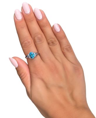 Blue Topaz (2 ct. t.w.), Blueberry Sapphire (1/6 ct. t.w.) & Nude Diamond (1/20 ct. t.w.) Statement Ring in 14k White Gold