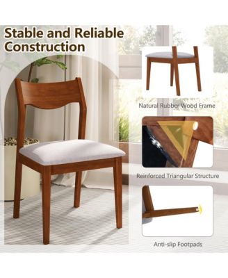  Set of 4 Rubber Wood Frame & Upholstered Seat  Wide Padded Seat, Modern Style Dining Chair