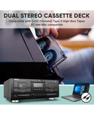 Dual Stereo Cassette Deck with USB to MP3 Converter