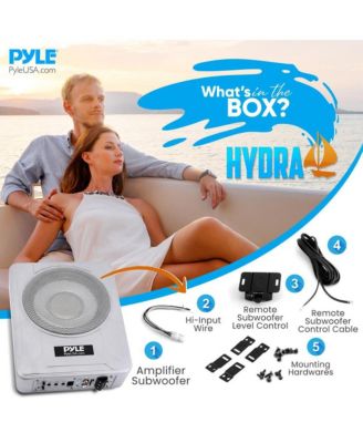 8” 600W Slim Active Marine Subwoofer, Low-Profile, Waterproof Design