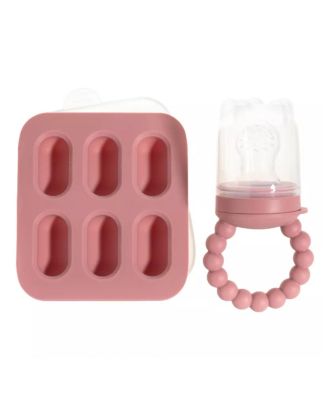 Toddler Silicone Fruit Feeders with Freezer Tray for Batch Prep, Set of 2 – Safe & Convenient, Includes Extra Pouches & Travel Lids, Dishwasher Safe