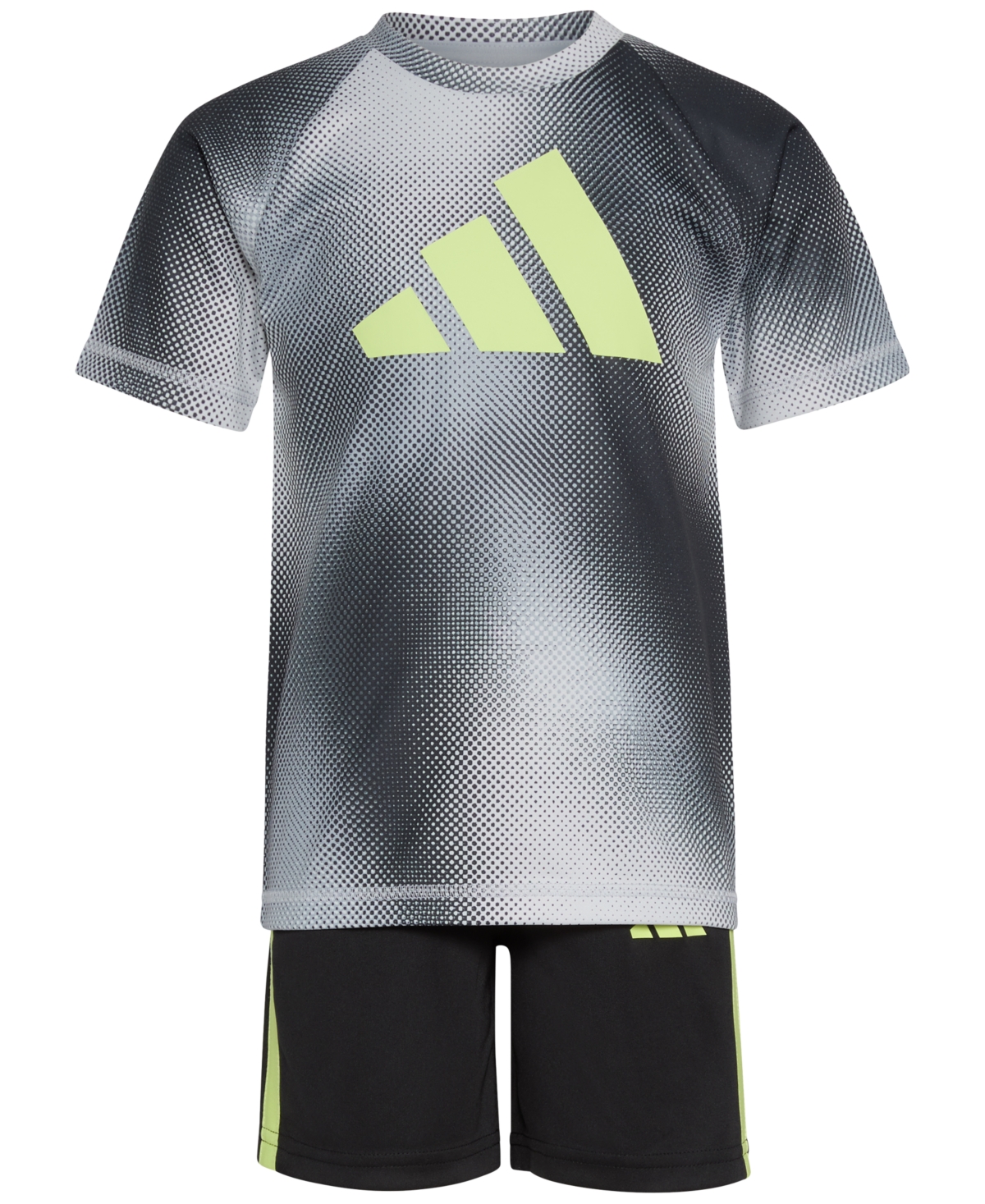 Adidas Originals Toddler & Little Boys Short-sleeve Raglan Printed T-shirt & Shorts, 2 Piece Set In Halo Silver