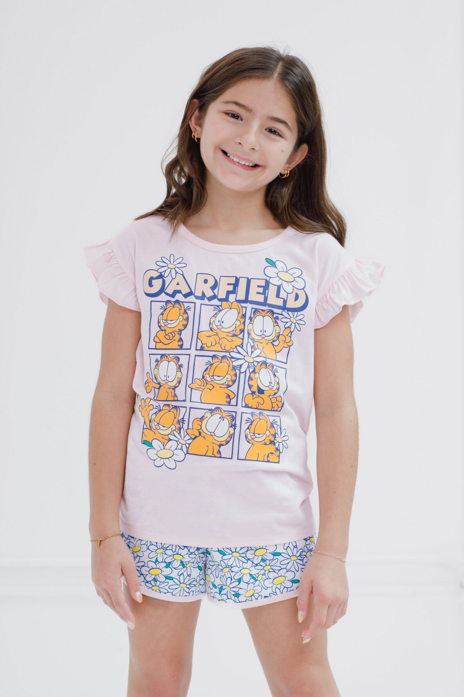 Girls T-Shirt and French Terry Dolphin Shorts Outfit Set