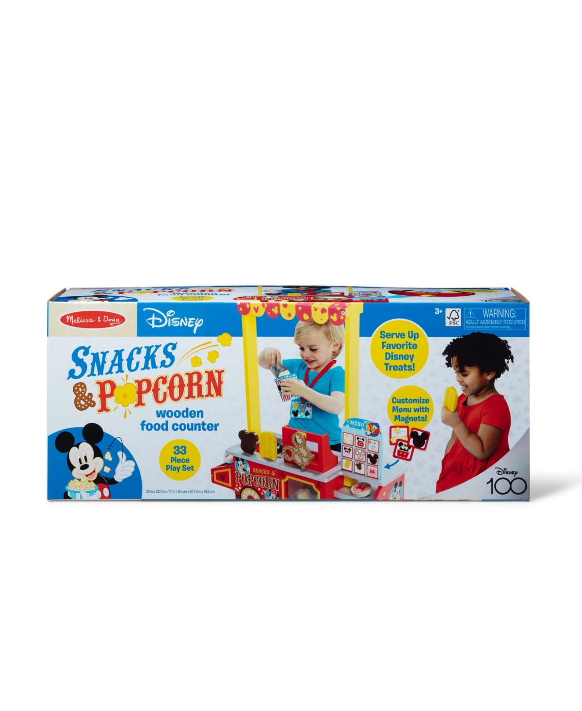 Melissa & Doug Disney Snacks Popcorn Wooden Food Counter In Multicolor