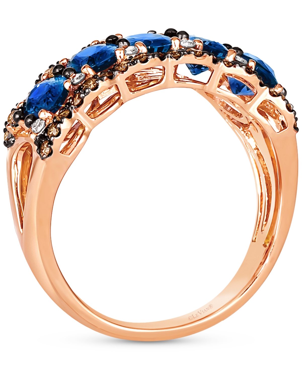 Le Vian Blueberry Sapphire (2-1/3 Ct. T.w.), Chocolate Diamond (1/4 Ct. T.w.) & Nude Diamond (1/10 Ct. T.w.) In Rose Gold
