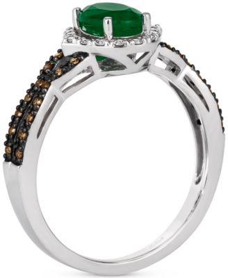 New Emerald (1/2 ct. t.w.) & Diamond (1/4 ct. t.w.) Oval Halo Twist Ring in 14k White Gold