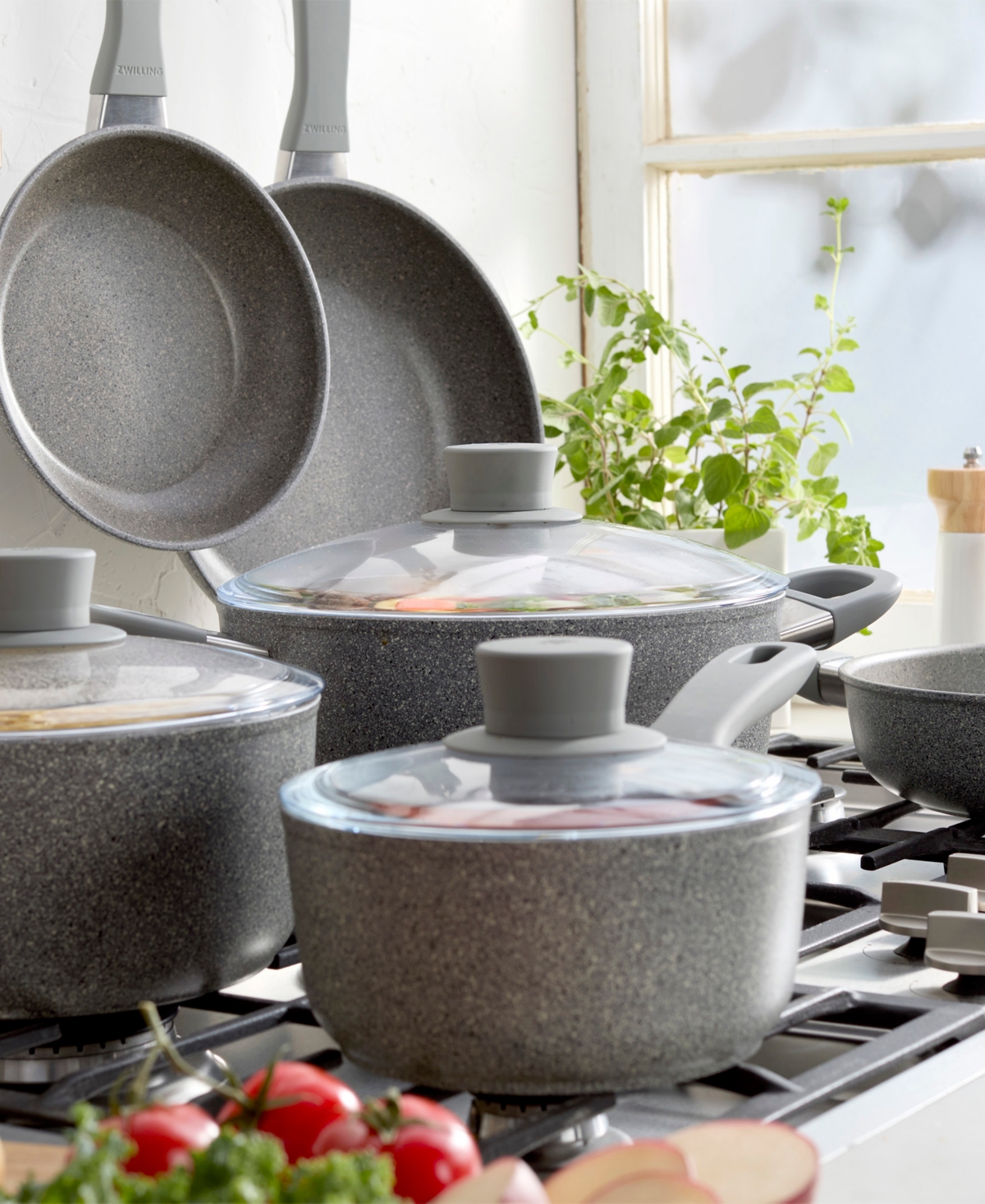 Zwilling Parma Plus Aluminum Nonstick 10 Piece Cookware Set In Gray