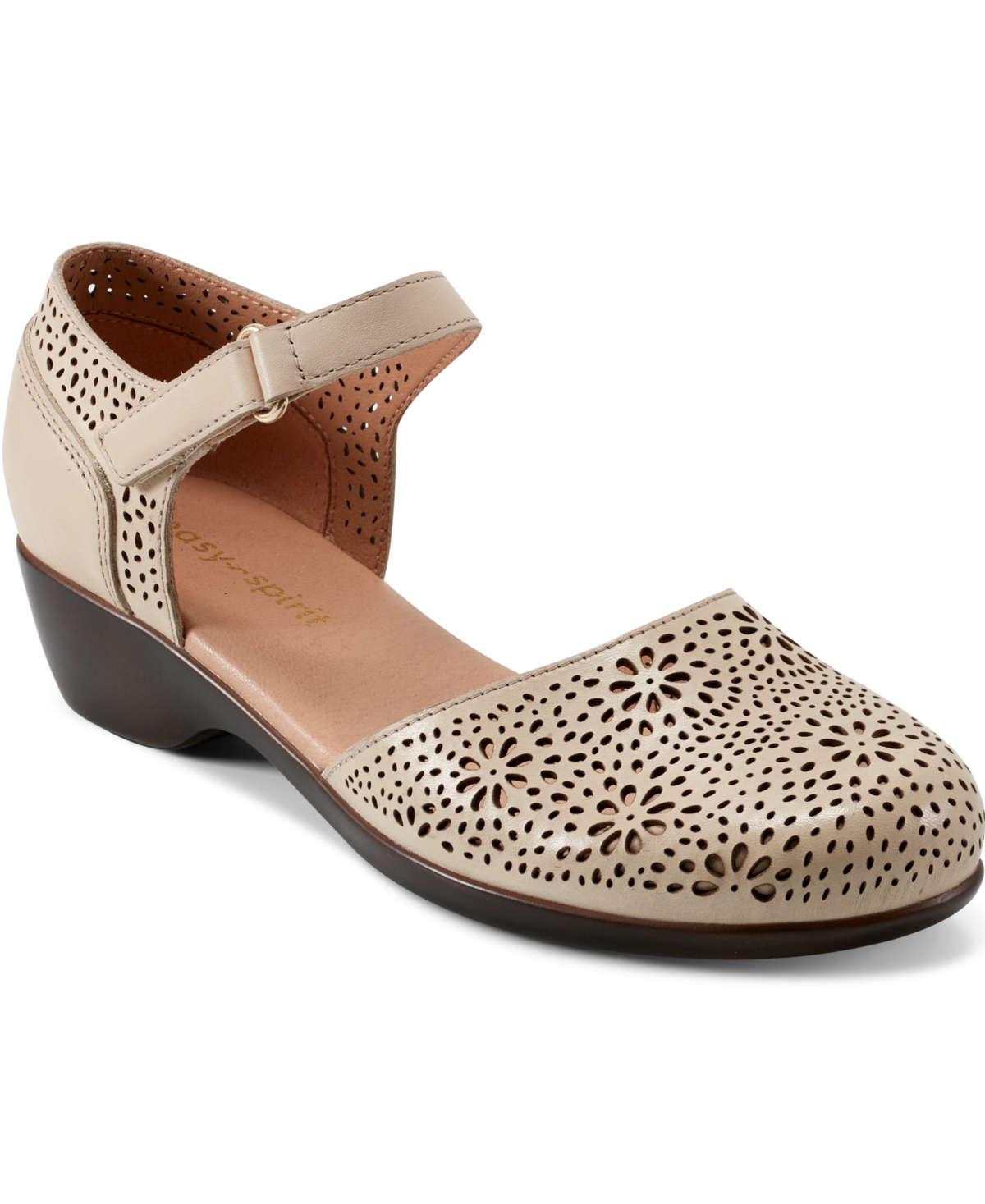 Shop Easy Spirit Women's Denita Two-piece Round Toe Flats In Cream Leather
