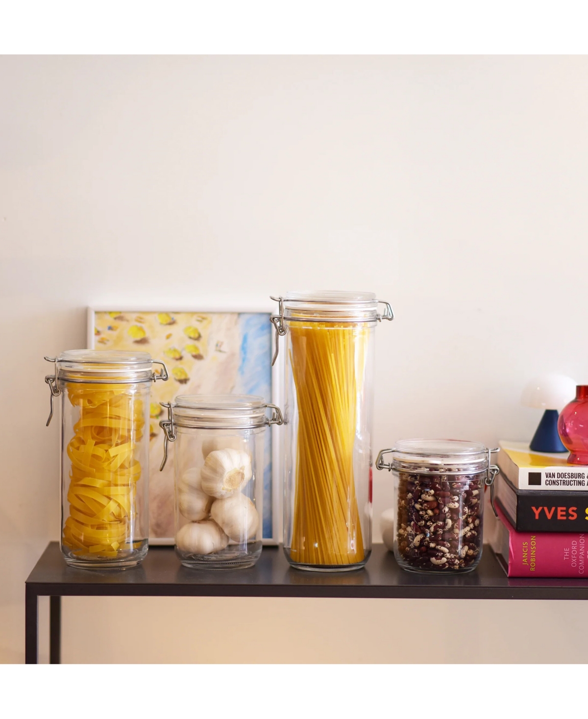 Bormioli Rocco Set Of 6 Fido Cylinder 33.75oz Food Jars In Clear