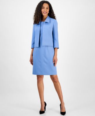 Women's Cropped Open-Front Jacket & Empire-Seamed Sheath Dress Set, Regular & Petite