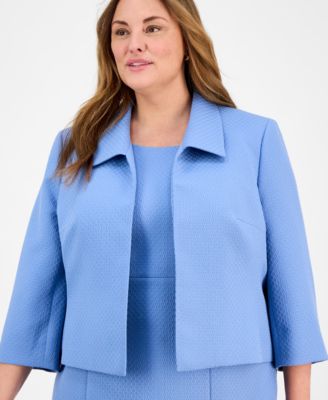 Plus Size Cropped Open-Front Jacket & Empire-Seamed Sheath 2 Piece Dress Suit