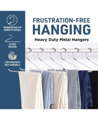 50-Piece White Metal Pants Hangers – Heavy-duty, non-slip, open-ended design for pants, jeans, blankets & more. Space-saving closet set