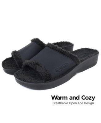 - Aspen Fuzzy Strap Ladies Arch Support Slides