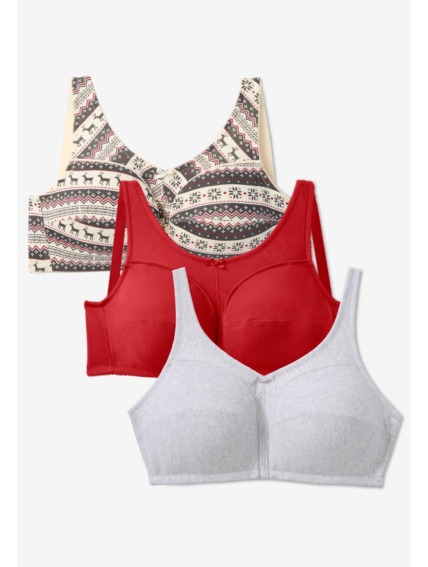 Women's 3-Pack Wireless Light Support Cotton Bra