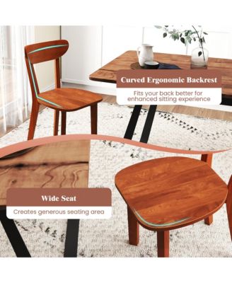 Set of 4  Solid Wood  w/ Curved Backrest & Rubber Wood Frame - Dining Chair