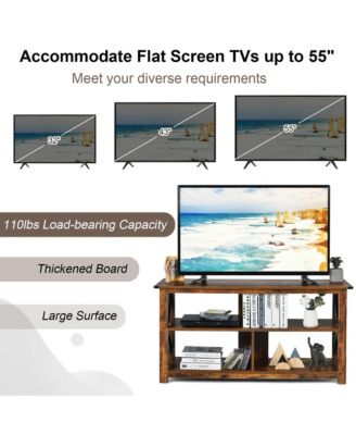 Modern Farmhouse TV Stand Entertainment Center for TV's up to 55'' w/Open Shelves