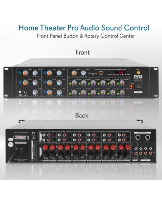 12-Channel Audio Karaoke Bluetooth Amplifier - Stage & Studio Sound Mixer Receiver System with Microphone Talk-Over, MP3/USB/SD/AUX, Rack Mount (6000W MAX)