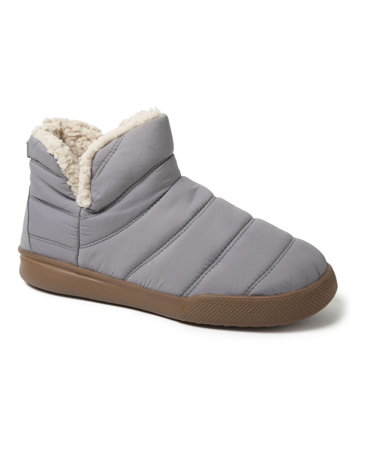 Мужские ботинки Dearfoams Bryant Nylon Puffer Indoor/Outdoor Slipper Boot, цвет: Средний серый — фото 1
