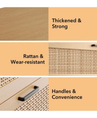 4 Drawer Dresser for Bedroom, Rattan Chest of Dressers