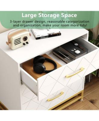 3 Drawer Dresser for Bedroom, Modern Wood Dressers Chest of Drawers with Storage