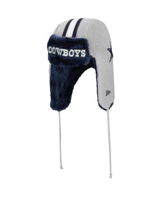 New Era - Men's Gray Dallas Cowboys Helmet Head Trapper Knit Hat