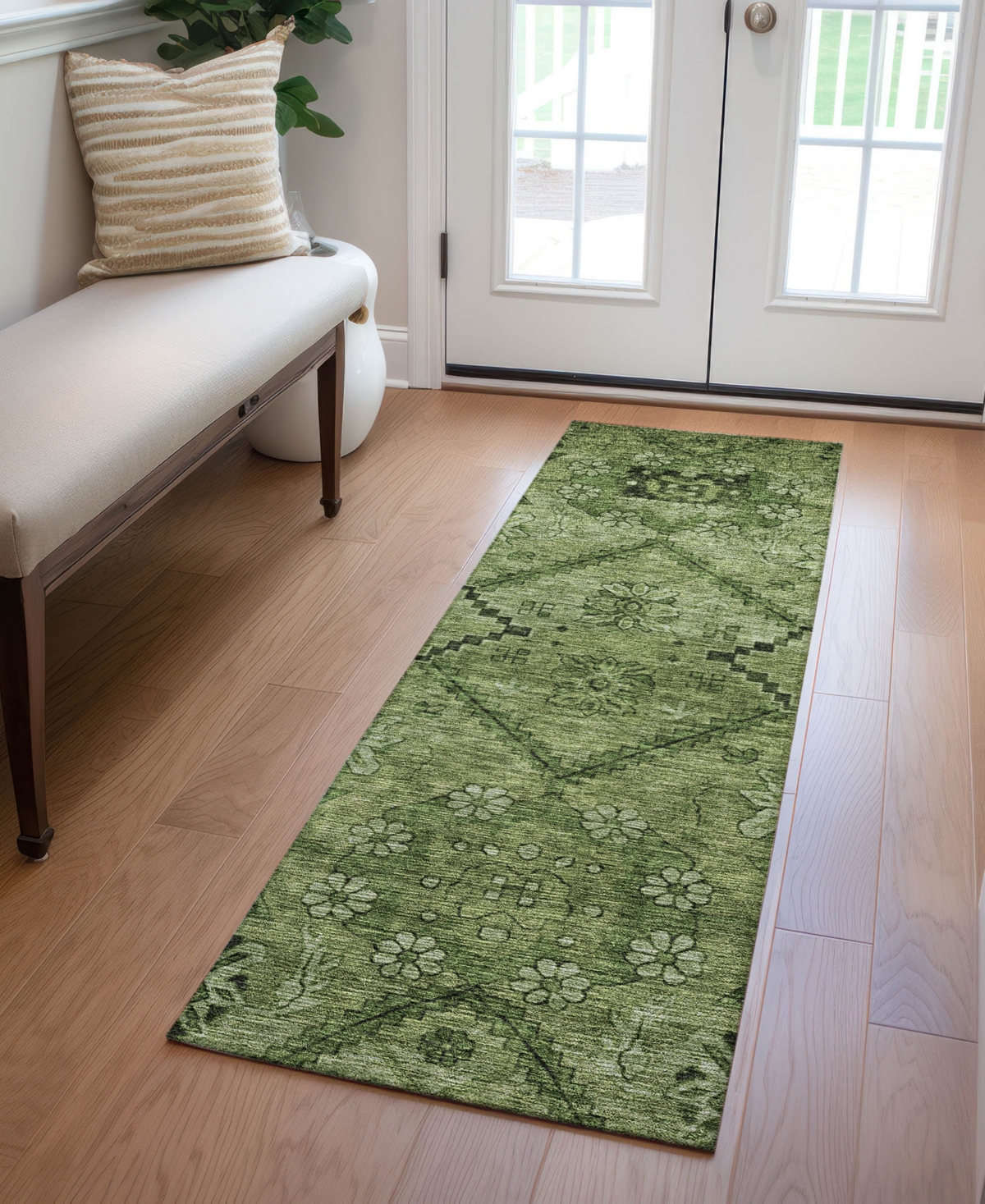 Addison Chantille Acn842 2'3"x7'6" Runner Area Rug In Olive