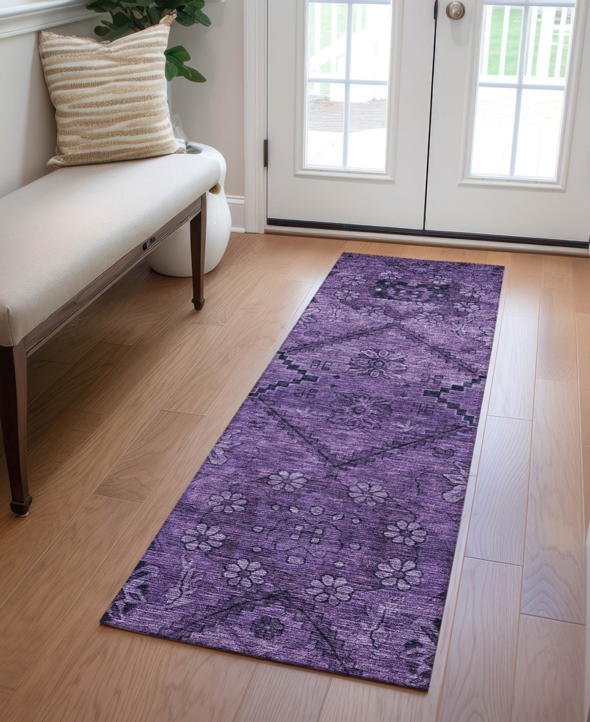 Addison Chantille Acn842 2'3"x7'6" Runner Area Rug In Eggplant