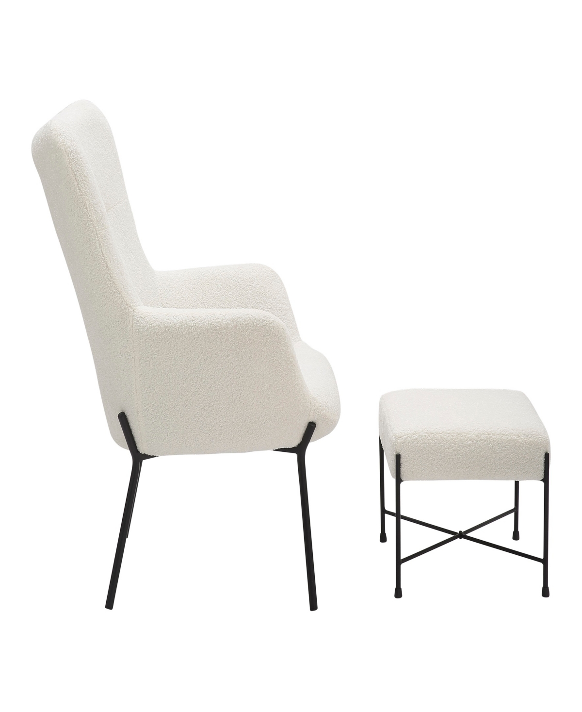 Lumisource 2-pc. Metal Izzy Industrial Lounge Chair And Ottoman Set In White