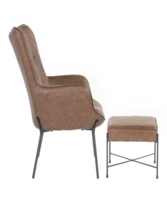 2-Pc. Metal Izzy Industrial Lounge Chair and Ottoman Set