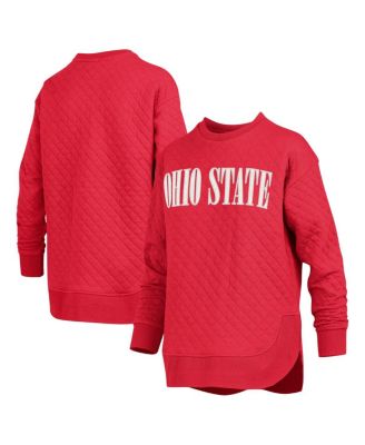 Pressbox - Women's Scarlet Ohio State Buckeyes Quilted Long Sleeve Pullover Sweatshirt