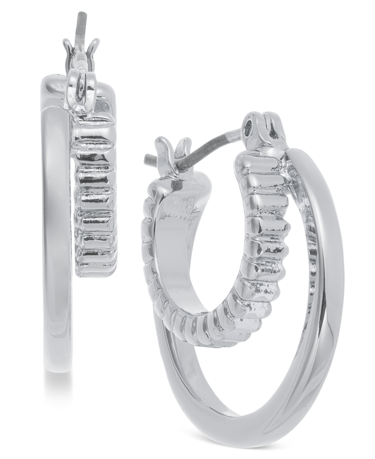 Shop On 34th Double Hoop Earrings, Exclusively At Macy's In Silver