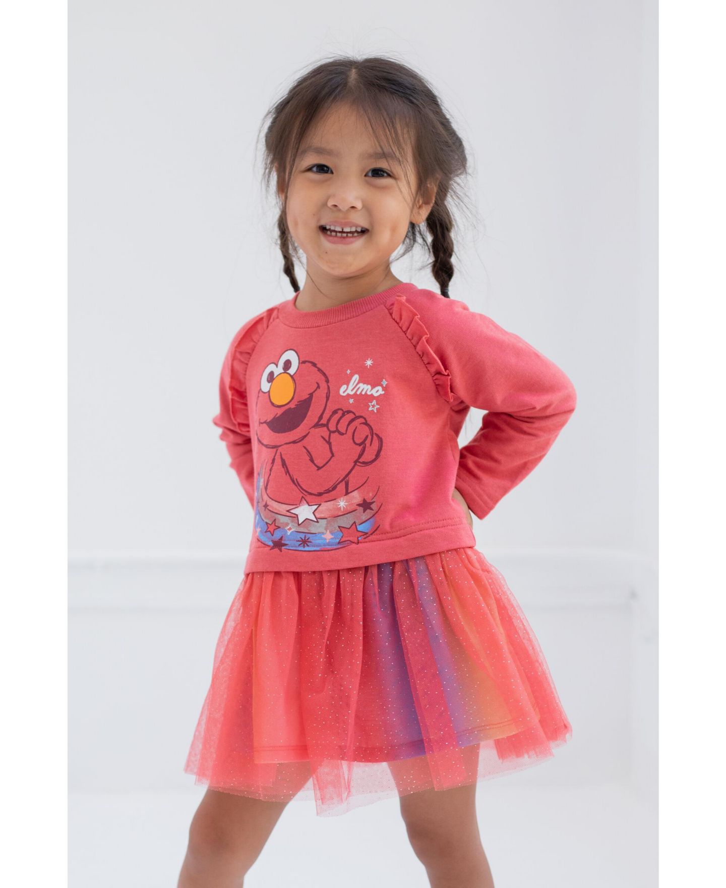 Платье Sesame Street Elmo French Terry Dress to для девочек-малышей, цвет: Красный — фото 2