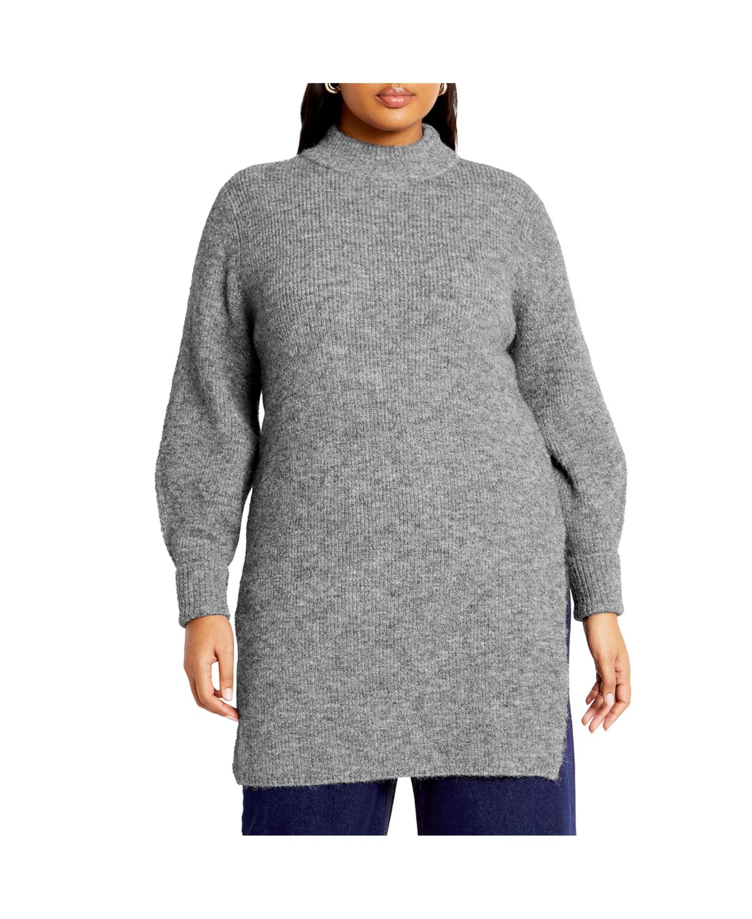 Plus Size Longline Split Sweater