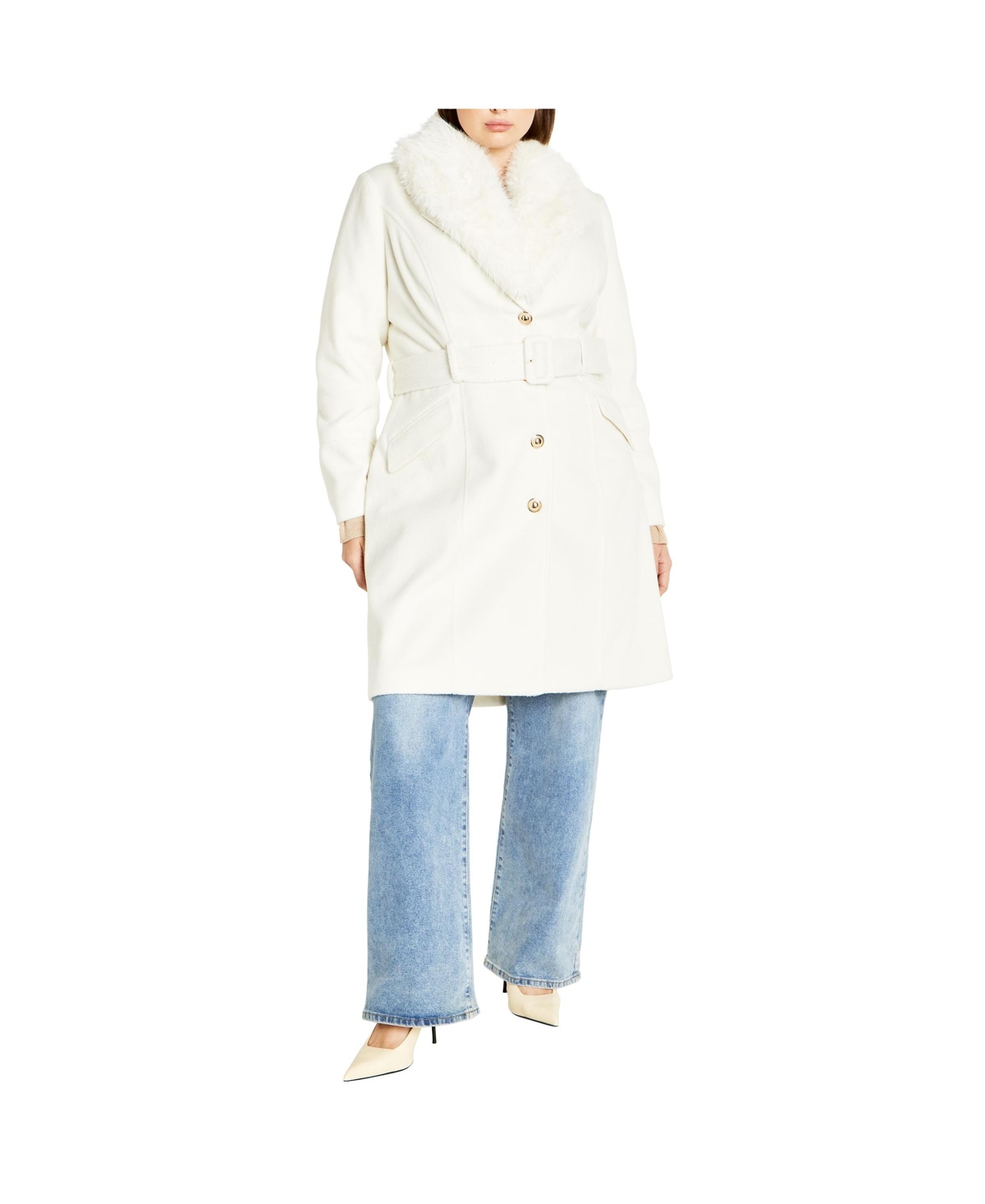 Plus Size Selena Coat - Cream